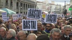 Demonstrators in Spanish Capital March for Pensions; Against Security Law