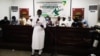 El Hadj Diouf, Yatma Diop, Ferdinand Coly entre autres président la création du syndicat, le 13 juillet 2020. (VOA/Seydina Aba Gueye)