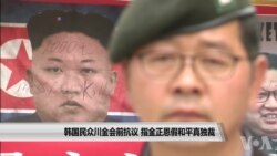 韩国民众川金会前抗议 指金正恩假和平真独裁