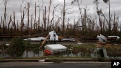 Kerusakan di Panama City, Florida pasca dilanda oleh badai Michael, Kamis (11/10). 