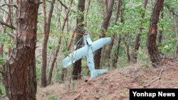 한국 강원도 전방 지역 야산에서 9일 북한군 무인기로 추정되는 비행체가 발견됐다. 한국 합동참모본부는 이 비행체가 2014년 3월 백령도에서 발견됐던 북한 소형 무인기와 크기, 형태 등이 유사하다.