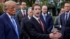 Meta CEO Mark Zuckerberg gestures, flanked by US President Donald Trump, as they speak to the press at the White House driveway following a luncheon for tech leaders in the East Room, in Washington, D.C., US, September 29, 2026. 
