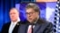Attorney General William Barr speaks from behind a teleprompter as Secretary of State Mike Pompeo listens, during a joint briefing, Thursday, June 11, 2020 at the State Department in Washington.