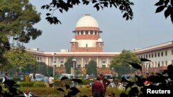 FILE - A view of India's Supreme Court building in New Delhi. The court turned down a request Friday for a 10-year-old rape survivor to undergo an abortion, citing potential risks to her health.