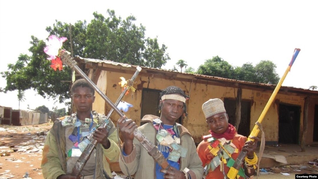 Anti-Balaka youths in Bouguere, 300 km west of the capital where all Muslims were killed