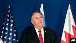 Waziri wa mambo ya nje wa Marekani Mike Pompeo wakati wa kikao na waandishi wa habari mjini Jerusalem