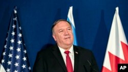 Waziri wa mambo ya nje wa Marekani Mike Pompeo wakati wa kikao na waandishi wa habari mjini Jerusalem