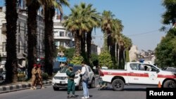 Site of a reported blast at a cafe in Damascus