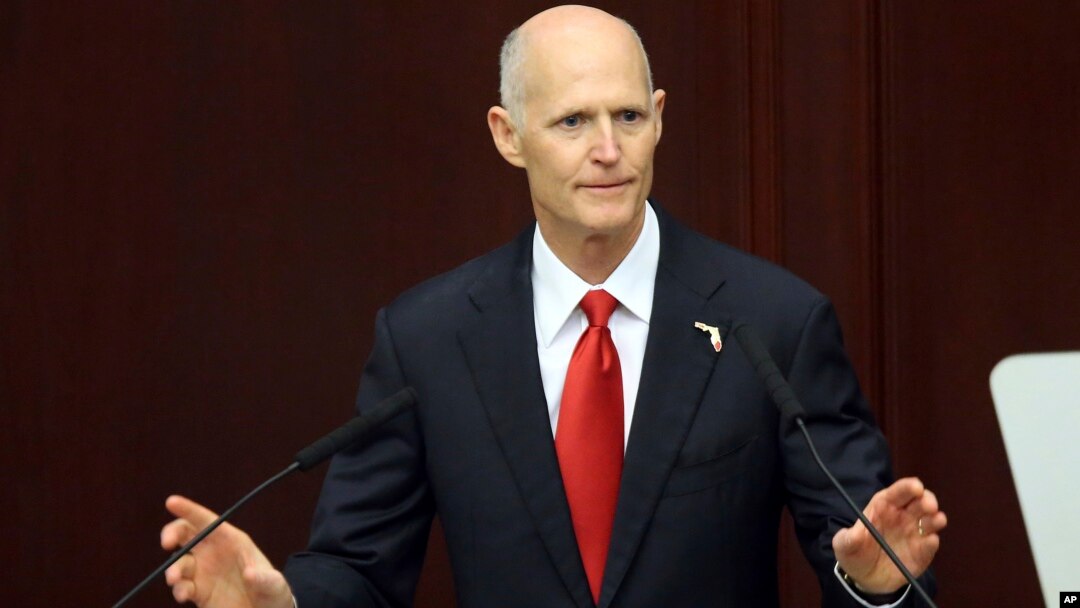 FILE - Gov. Rick Scott speaks to the Legislature, March 7, 2017, in Tallahassee, Fla.