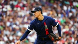 American League starting pitcher Shohei Ohtani of the Los Angeles Angels (17) pitches against the National League during the first inning of the 2021 MLB All Star Game at Coors Field. (Mandatory Credit: Mark J. Rebilas-USA TODAY Sports)
