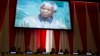 A previous address to the United Nations by former South African President Nelson Mandela is shown on a video screen during an informal meeting of the plenary of the General Assembly to commemorate Nelson Mandela International Day at the United Nations he