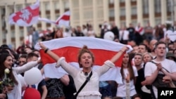 14일 벨라루스 민스크에서 대규모 반정부 시위가 이어졌다.