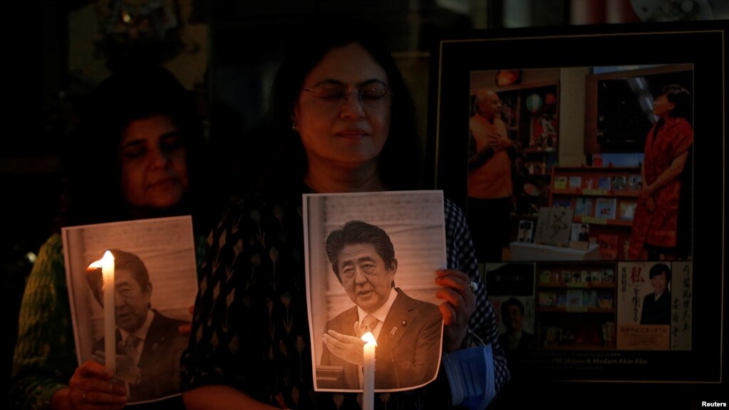 A prayer ceremony for Japan's former Prime Minister Shinzo Abe, in Ahmedabad