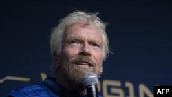 FILE - In this photo taken Oct. 16, 2019, Virgin Group founder Richard Branson speaks at an event in Yonkers, NY. 