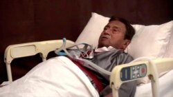 FILE - Pervez Musharraf, Pakistan's former president, speaks from a hospital bed in Dubai, United Arab Emirates, Dec. 18, 2019, in this still image taken from video.