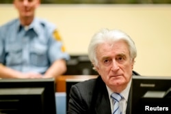 Ex-Bosnian Serb leader Radovan Karadzic sits in the court of the International Criminal Tribunal for former Yugoslavia (ICTY) in the Hague, the Netherlands, March 24, 2016.