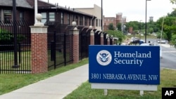 FILE - A view outside the Homeland Security Department headquarters in Washington.