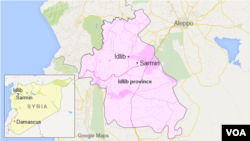 Mapa pokrajine Idlib