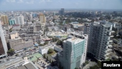 FILE - A general picture shows the skyline of Tanzania's port cty of Dar es Salaam, July 12, 2013. 