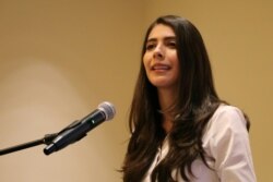 Berenice Quezada delivers a speech after being presented as the vice-presidental candidate for the opposition party Alianza Ciudadanos por la Libertad (Citizens for Freedom CxL) ahead of the November 7 general election, in Managua, July 28, 2021. (REUTERS/Maynor Valenzuela)