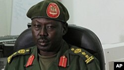 South Sudan's military issues a directive that journalists must have security-related stories checked by the office of SPLA spokesman Philip Aguer, shown here at a briefing in March, 2012.