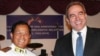 Cambodian Ambassador Hem Heng shakes hand with US Assistant Secretary of State Kurt Campbell, (file photo). 