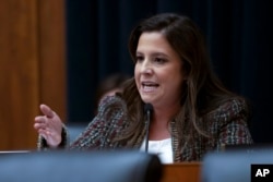 FILE - Rep. Elise Stefanik, R-N.Y., speaks during a hearing of the House Committee on Education on Capitol Hill, Tuesday, Dec. 5, 2023 in Washington. (AP Photo/Mark Schiefelbein)