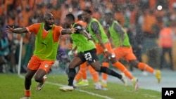 Ivory Coast 's Seko Fofana celebrates winning the 2023 African Cup of Nations final against Nigeria, at the Olympic Stadium of Ebimpe in Abidjan, Ivory Coast, February 11, 2024. 