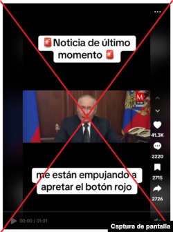 Captura de desinformación en TikTok.