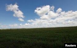 FILE - Clouds gather over state owned agriculture land near the village of Quivican, near Havana, Oct. 11, 2009.