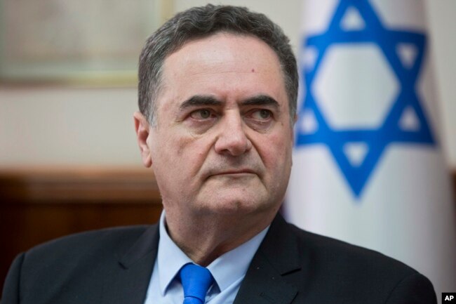 FILE - Acting Minister of Foreign Affairs Israel Katz attends the Cabinet meeting at the prime minister's office in Jerusalem, Feb. 17, 2019.