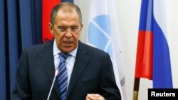 FILE- Russia's Foreign Minister Sergei Lavrov attends a meeting with students at Moscow State Institute of International Relations in Moscow, Sept. 1, 2014.