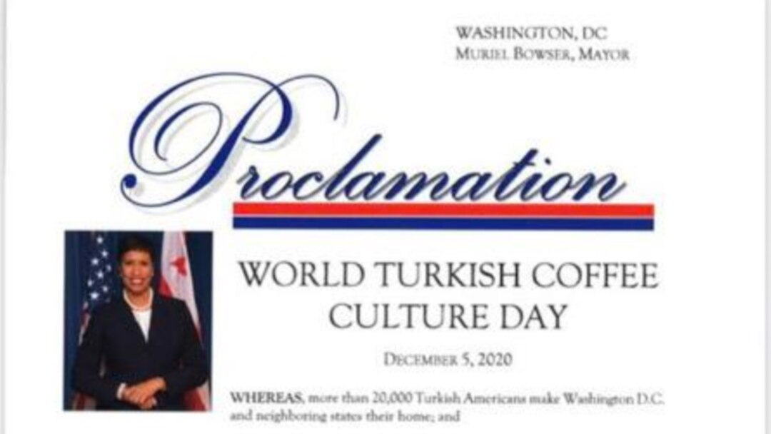 Washington Belediye Başkanı Bowser'in 'Dünya Türk Kahvesi Günü' ilanı