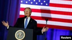 Presiden AS, Donald Trump, berpidato terkait usulan aturan perubahan peraturan perpajakan AS di Indianapolis, Indiana, AS, 27 September 2017 (foto: REUTERS/Jonathan Ernst)