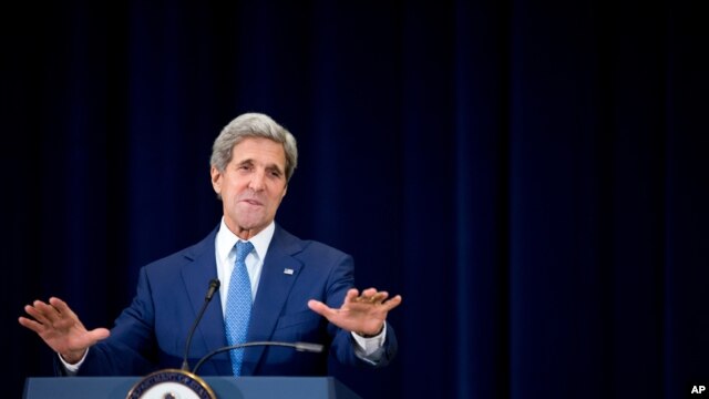 El secretario de Estado, John Kerry durante la presentación en julio de 2015, del Informe Anual de Tráfico de Personas. Cuba y Malasia fueron retiradas en ese informe de la lista de países que no hacen suficiente para combatir ese delito.