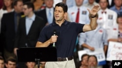 Kandidat wakil presiden dari Partai Republik Paul Ryan dalam kampanye di North Carolina. (Foto: AP)