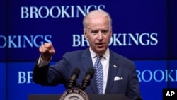 Wapres AS Joe Biden menegaskan dukungan Washington terhadap Ukraina dalam pidato di lembaga Brookings di Washington, Rabu (27/5).