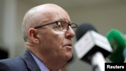 FILE - Jamie McGoldrick, outgoing U.N. humanitarian coordinator for the occupied Palestinian territories. addresses a news conference in Sanaa, Yemen, Dec. 18, 2016. He said April 12, 2024, that the system set up for the protection of aid workers in Gaza is not working.