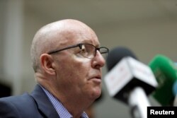 U.N. Humanitarian Coordinator Jamie McGoldrick addresses a news conference in Sanaa, Yemen, Dec. 18, 2016.