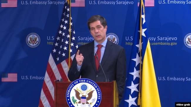 Ambasador SAD u BiH Eric Nelson održao prvu konferenciju za novinare, Ambasada SAD u BiH, Sarajevo, 7. mart