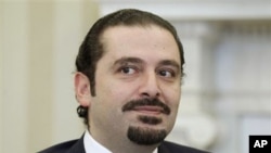 Lebanese Prime Minister Saad Hariri in the Oval Office of the White House in Washington, 12 Jan 2011