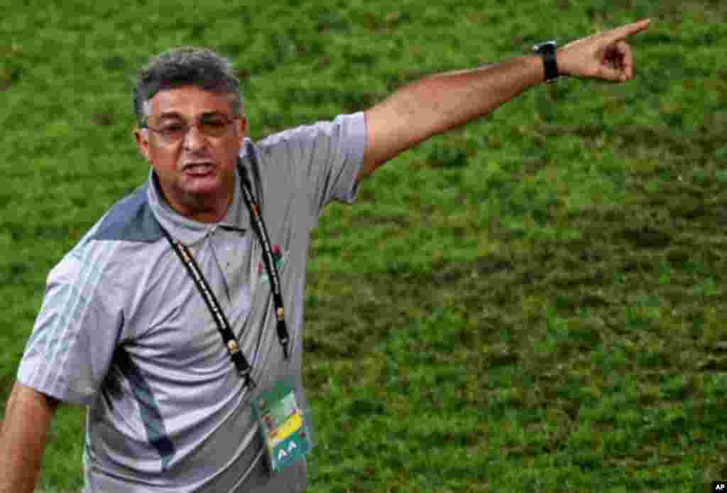 Libya's head coach Paqueta of Brazil reacts during their African Nations Cup Group A soccer match against Zambia at Estadio de Bata "Bata Stadium", in Bata