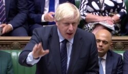 Britain's Prime Minister Boris Johnson speaks in in the Parliament in London, Britain, Sept. 3, 2019, in this still image taken from Parliament TV footage.