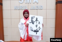 Siswa SMA Nurul Jadid- Pamerkan karya seni berbahasa mandarin (Dokumentasi Nurul Jadid)