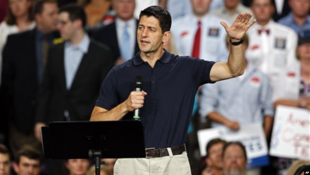 Kandidat wakil presiden dari Partai Republik Paul Ryan dalam kampanye di North Carolina. (Foto: AP)