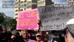 Protesters Outside Cuban Embassy in Washington DC