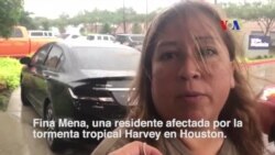 Mujer aplaude visita de Trump a zona afectada por Harvey