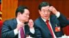 前政治局常委周永康和贺国强（右）。