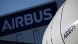 The logo of Airbus is pictured outside the Airbus facility in Saint-Nazaire, France, November 7, 2023. REUTERS/Stephane Mahe
