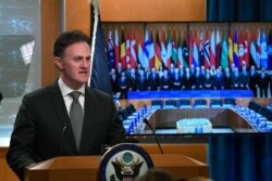 Ambassador Nathan Sales, coordinator for counterterrorism, speaks during a news conference at the State Department in Washington, Nov. 14, 2019, following the Global Coalition to Defeat ISIS Small Group Ministerial meeting.